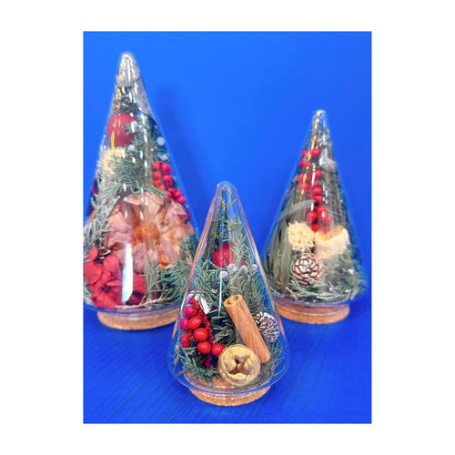 ガラスドームクリスマスツリー プリザーブドフラワー COBALT BLUE 通販