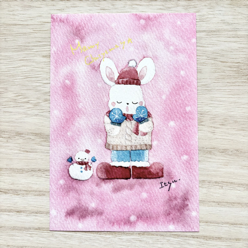 冬うさぎちゃん&雪ダルマ(うさぎ) 雪だるまを作るうさぎ かわいい2023