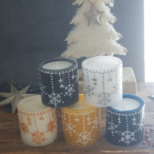 手描きキャンドル 【雪の結晶】クリスマスギフトにも