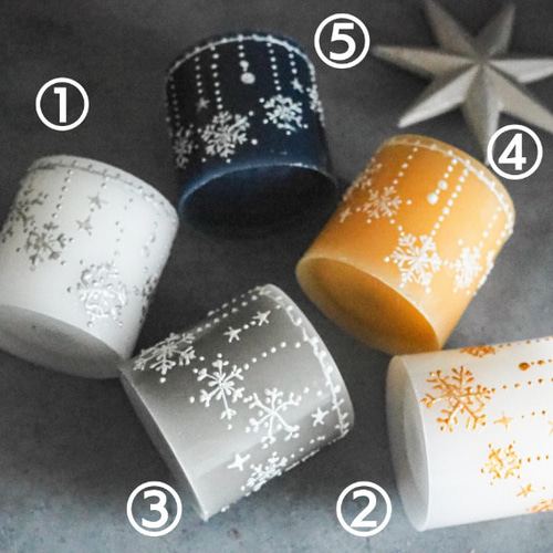 手描きキャンドル 【雪の結晶】クリスマスギフトにも