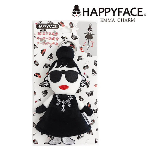 HAPPY FACE EMMA キーリール付きドールチャーム 人形 マスコット