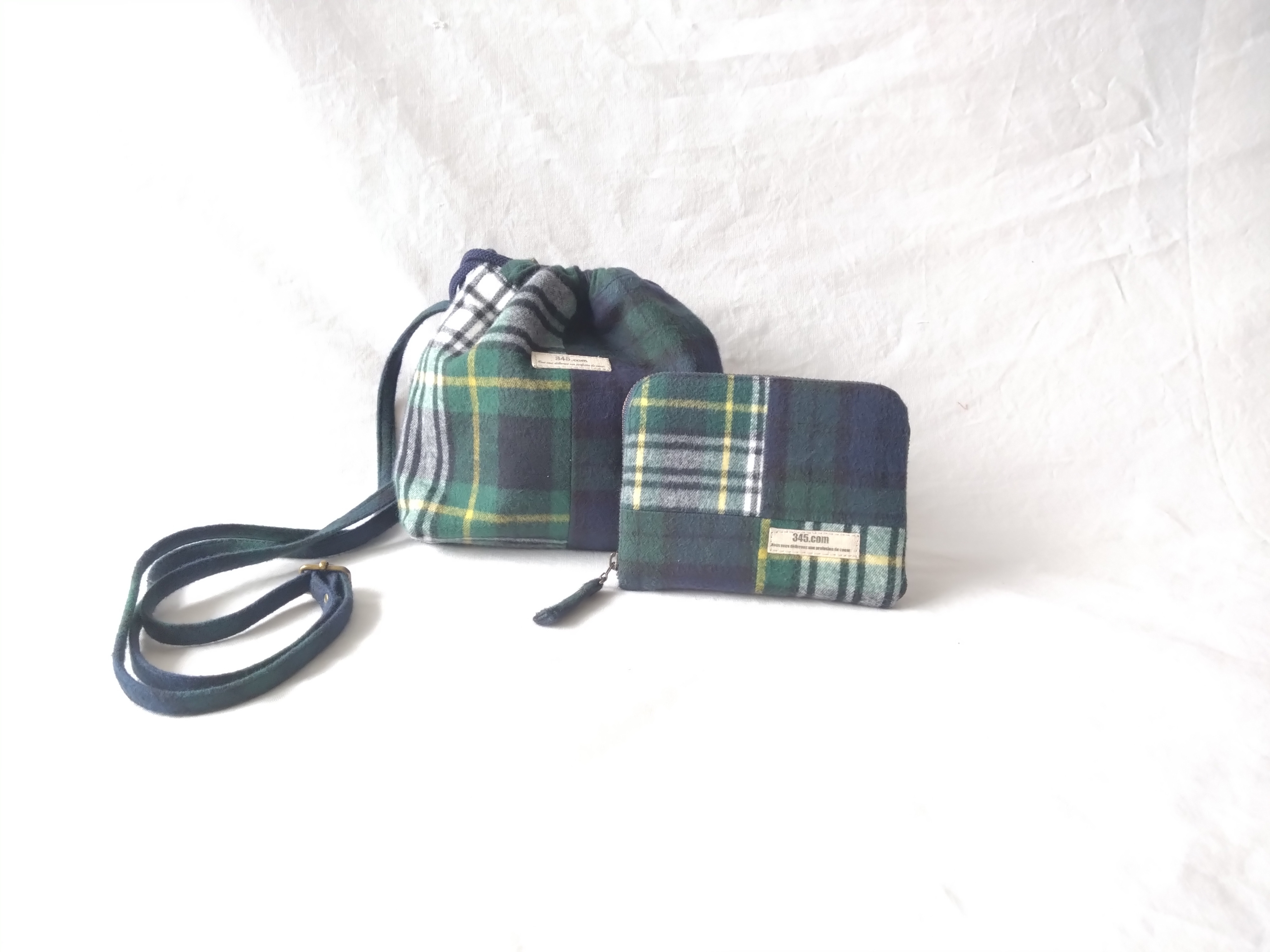 ポシェット&お財布のセットNavy＆Green