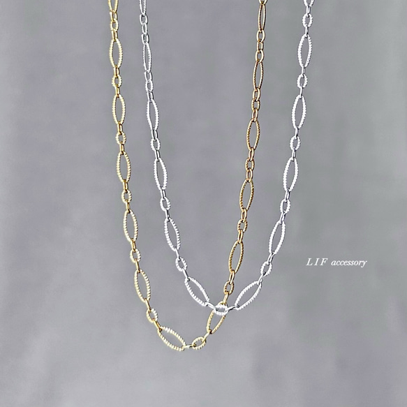 【 グレイスチェーンネックレス 】つけっぱなし　長さ選べる　シンプル  ゴールド  シルバー　ロングネックレス　冬 1枚目の画像