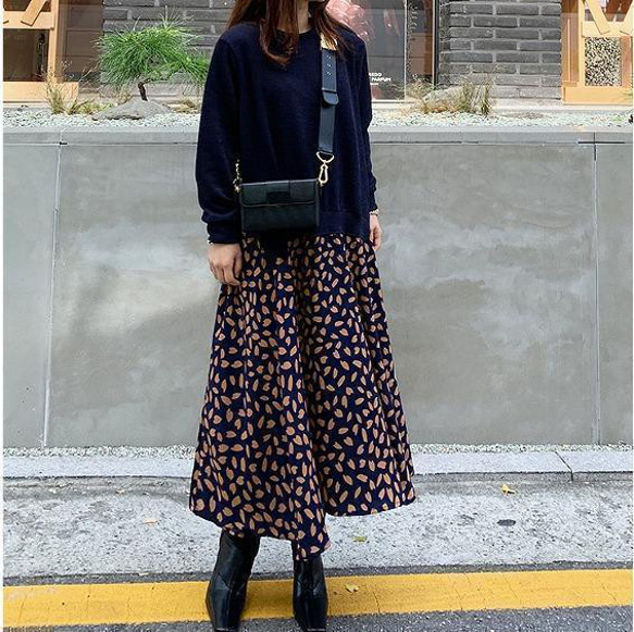 大きいサイズ　レディース　ワンピース　ドッキング　ロング　長袖 6枚目の画像