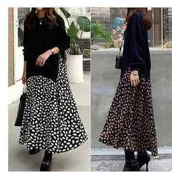 大きいサイズ　レディース　ワンピース　ドッキング　ロング　長袖 2枚目の画像