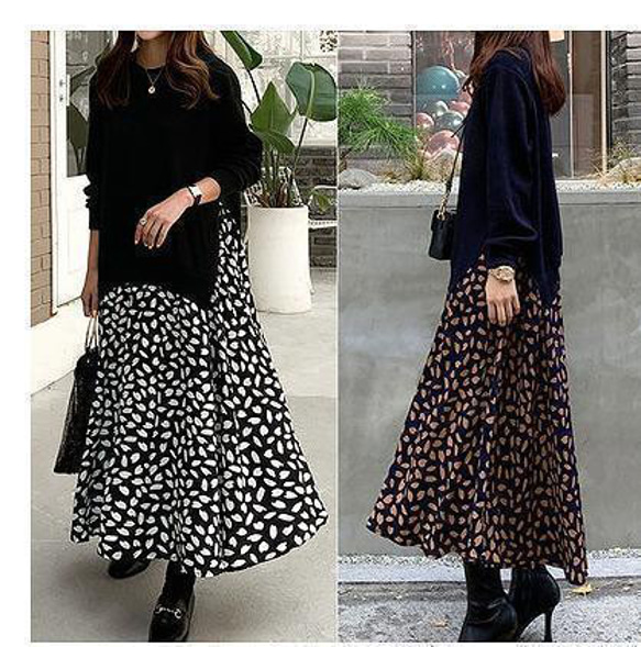 大きいサイズ　レディース　ワンピース　ドッキング　ロング　長袖 2枚目の画像