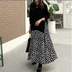 大きいサイズ　レディース　ワンピース　ドッキング　ロング　長袖 1枚目の画像