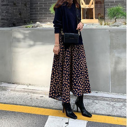 大きいサイズ　レディース　ワンピース　ドッキング　ロング　長袖 5枚目の画像