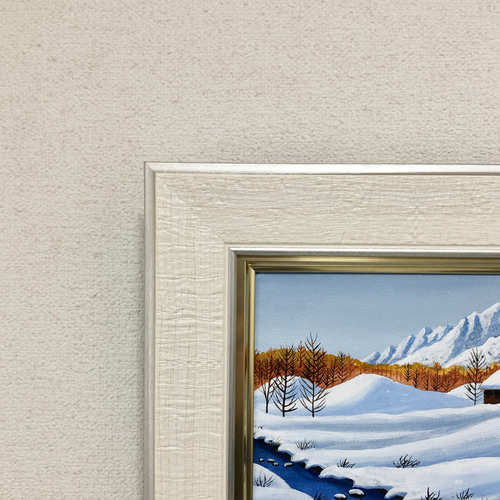 雪景色02」アクリル画 原画 額縁付 キャンバス SMサイズ 風景画