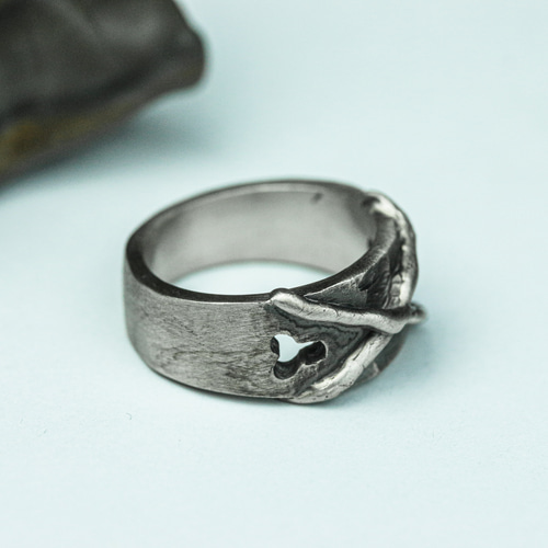 クロス メンズ シルバーリング、シンプルでユニークなハンドメイド