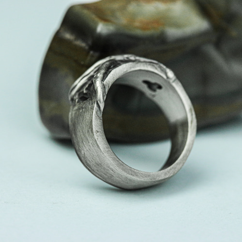 クロス メンズ シルバーリング、シンプルでユニークなハンドメイド