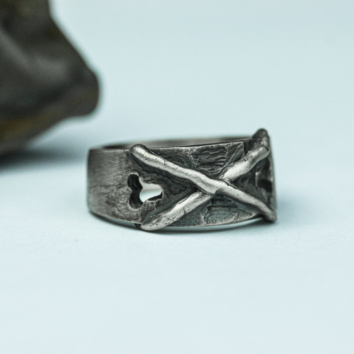 クロス メンズ シルバーリング、シンプルでユニークなハンドメイド