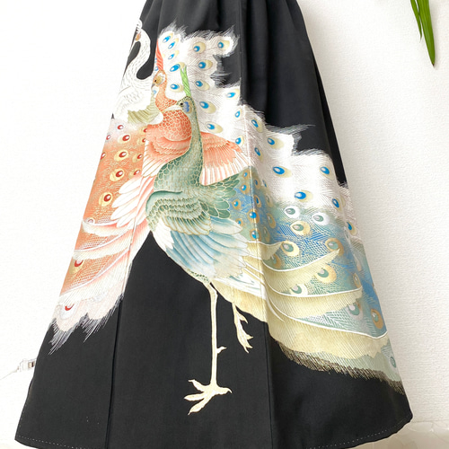 大人可愛いセレブ着物スカートフリーサイズ黒留袖着物リメイク 大人可愛いセレブ着物スカートフリーサイズ黒留袖着物リメイク