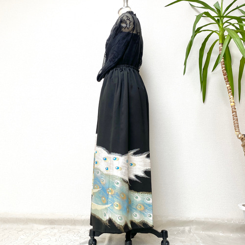 大人可愛いセレブ着物スカートフリーサイズ黒留袖着物リメイク