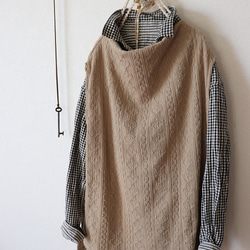 ボトルネックベスト（ケーブルニット/ベージュ） 8枚目の画像