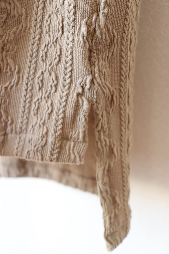 ボトルネックベスト（ケーブルニット/ベージュ） 6枚目の画像