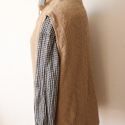 ボトルネックベスト（ケーブルニット/ベージュ） 10枚目の画像