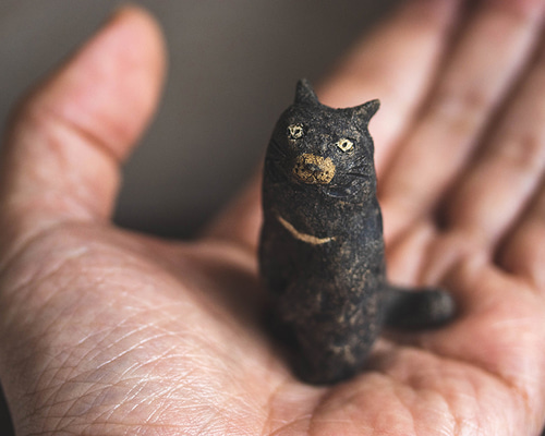 ツキノワネコ【猫_939】 立体・オブジェ 深尾竜騎 通販 18584443