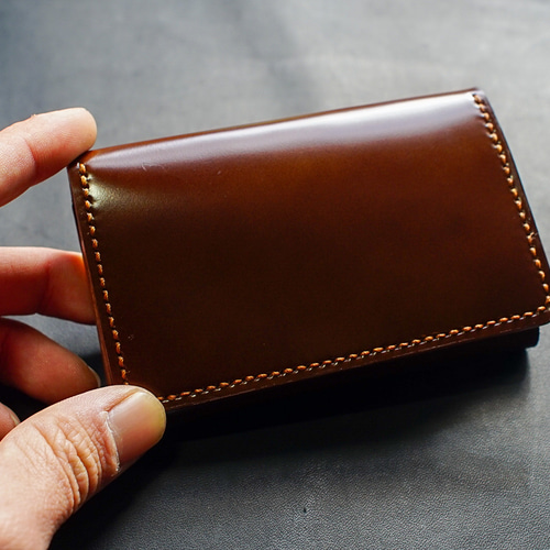 新喜皮革 コードバン名刺入れ カードケース ハンドメイド 手縫い