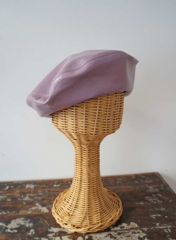 ゴートスキンレザー・本革ベレー[ライトパープル]C327goat leather light purple 2枚目の画像
