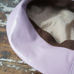 ゴートスキンレザー・本革ベレー[ライトパープル]C327goat leather light purple 6枚目の画像