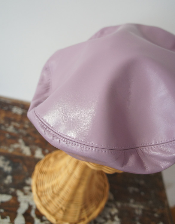 ゴートスキンレザー・本革ベレー[ライトパープル]C327goat leather light purple 1枚目の画像