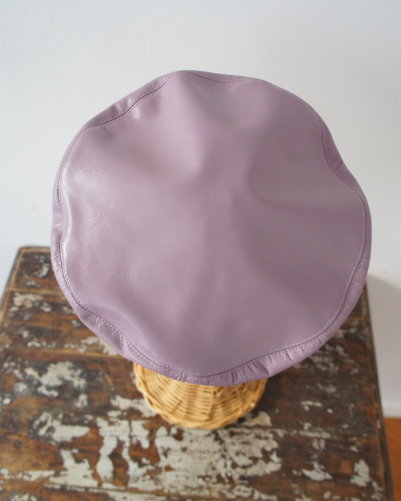 ゴートスキンレザー・本革ベレー[ライトパープル]C327goat leather light purple 3枚目の画像