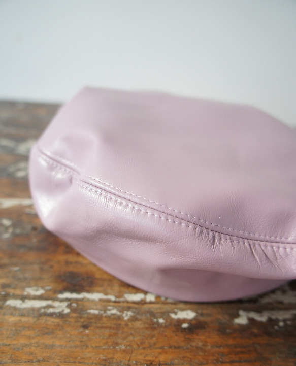 ゴートスキンレザー・本革ベレー[ライトパープル]C327goat leather light purple 4枚目の画像