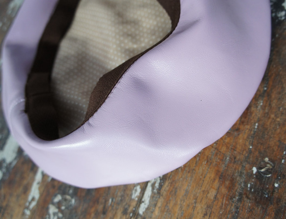 ゴートスキンレザー・本革ベレー[ライトパープル]C327goat leather light purple 10枚目の画像