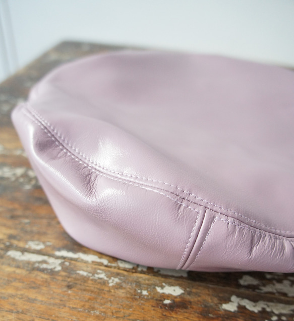 ゴートスキンレザー・本革ベレー[ライトパープル]C327goat leather light purple 5枚目の画像