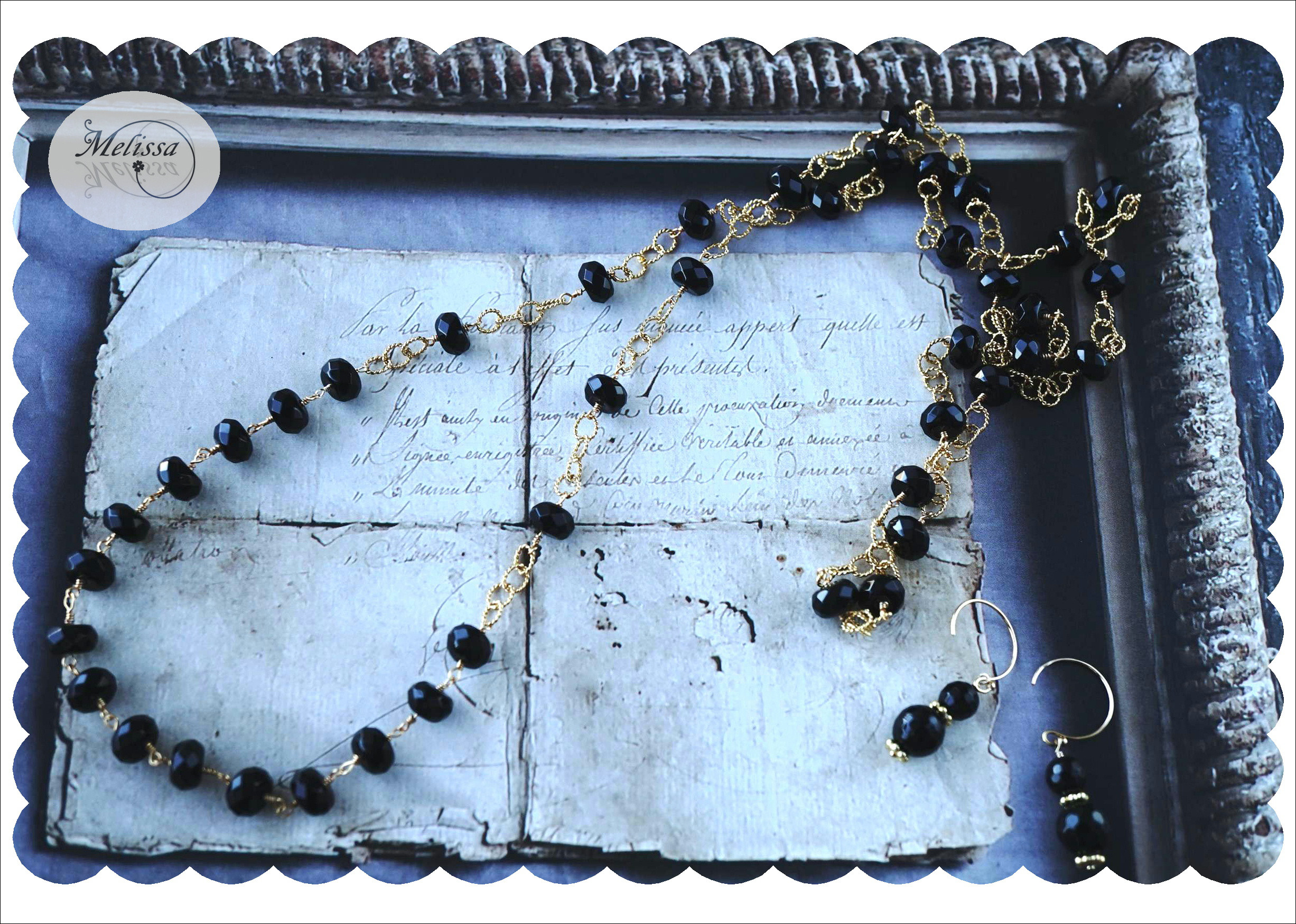 オニキスのネックレスとピアスセット