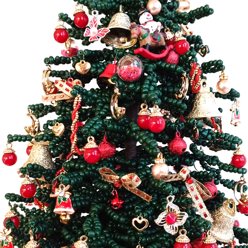 大きなクリスマスツリー 高さ48cm ビーズのツリー 毎年飾れます