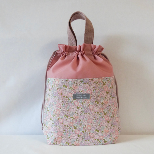 LIBERTY リバティ ラミネート 巾着バッグ シューズケース 撥水加工