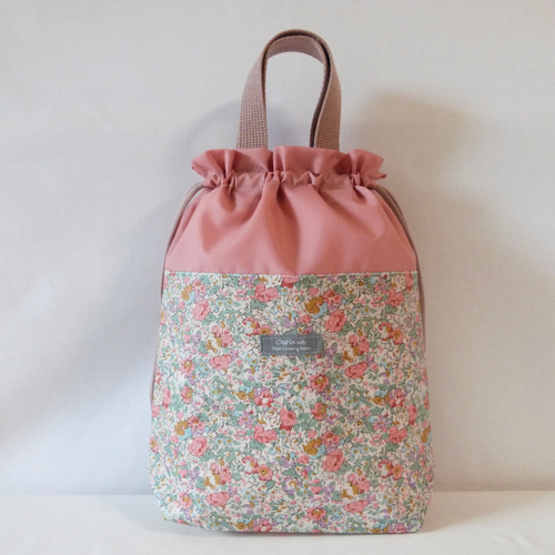 LIBERTY リバティ ラミネート 巾着バッグ シューズケース 撥水加工