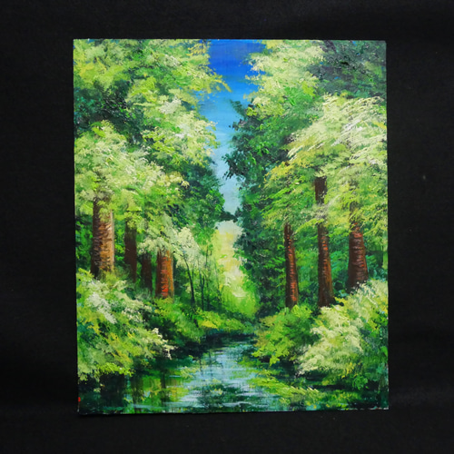 油絵 油彩 油彩画 絵 絵画 【新緑の川】 絵画 HR 通販 油絵 油彩 油彩画 絵 絵画 【新緑の川】 絵画 HR 通販
