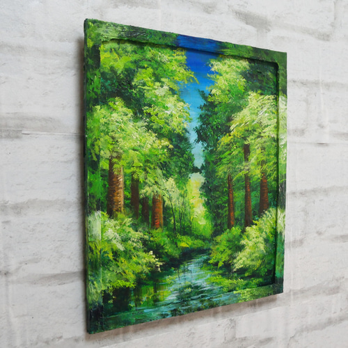 油絵 油彩 油彩画 絵 絵画 【新緑の川】 絵画 HR 通販 油絵 油彩 油彩画 絵 絵画 【新緑の川】 絵画 HR 通販