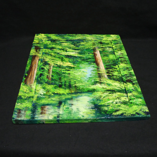 油絵 油彩 油彩画 絵 絵画 【新緑の川】 絵画 HR 通販 18585019