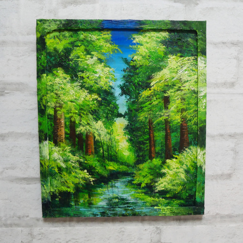 油絵 油彩 油彩画 絵 絵画 【新緑の川】 絵画 HR 通販 油絵 油彩 油彩画 絵 絵画 【新緑の川】 絵画 HR 通販
