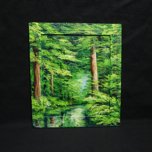 油絵 油彩 油彩画 絵 絵画 【新緑の川】 絵画 HR 通販 18585019