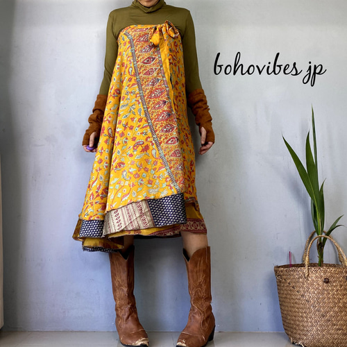 オールドサリー シルク リメイク 巻きスカート ロング丈 20 ロング