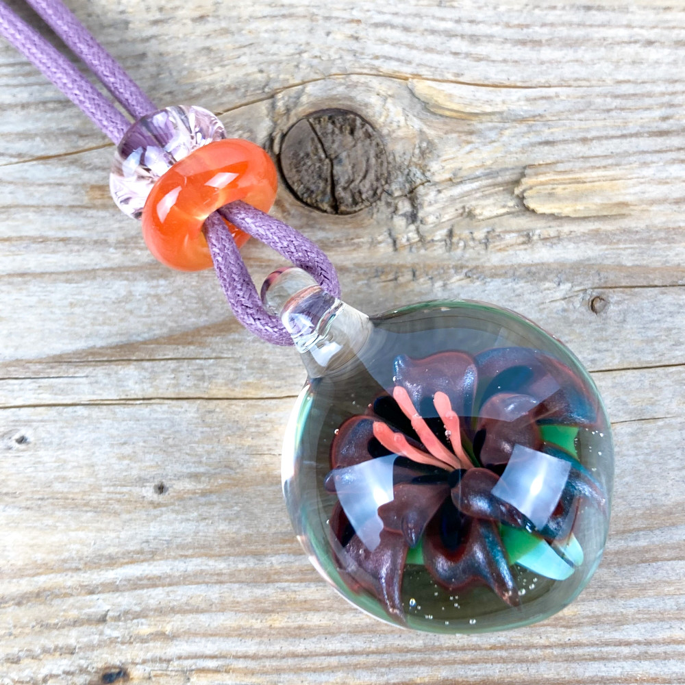 Flower Implosion Pendant ボロシリケイトガラス ペンダント WITF66