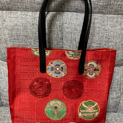 アンズルーム☆ハンドメイド☆デニムリメイク×帯 トートバッグ