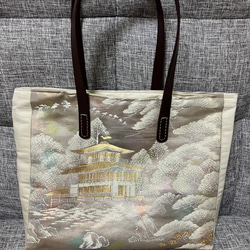 アンズルーム★2WAY★着物　帯★がま口バッグ★ハンドバッグ★ショルダー★銀 てなグッズや アンズルーム☆2WAY☆着物 帯☆がま口 バッグ