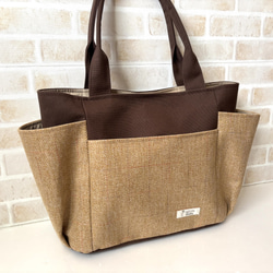 送料無料】前ポケット付き☆手さげトートバッグ(ミモザ/花柄