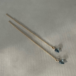 ロンドンブルートパーズ チェーンピアス 14Kgf 2枚目の画像