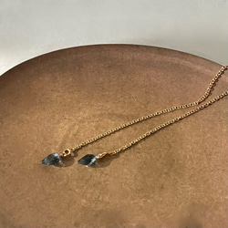 ロンドンブルートパーズ チェーンピアス 14Kgf 3枚目の画像