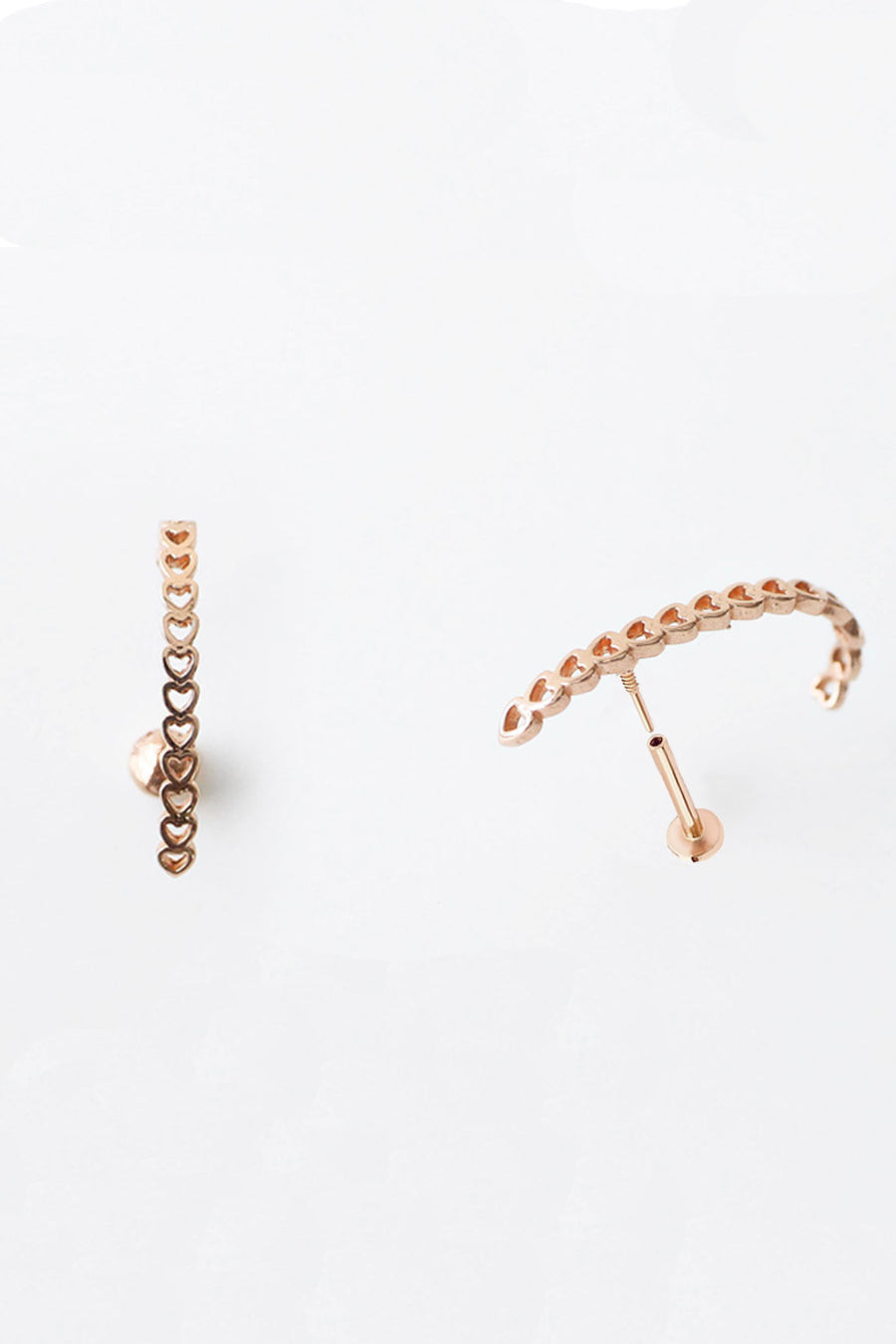 14Kゴールド  ハート 湾曲バンドバー インナーコンク イヤリング ピアス ラブレット