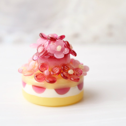 ☆新春セール☆10％OFF☆ガラスのミニチュアフラワーケーキ（2