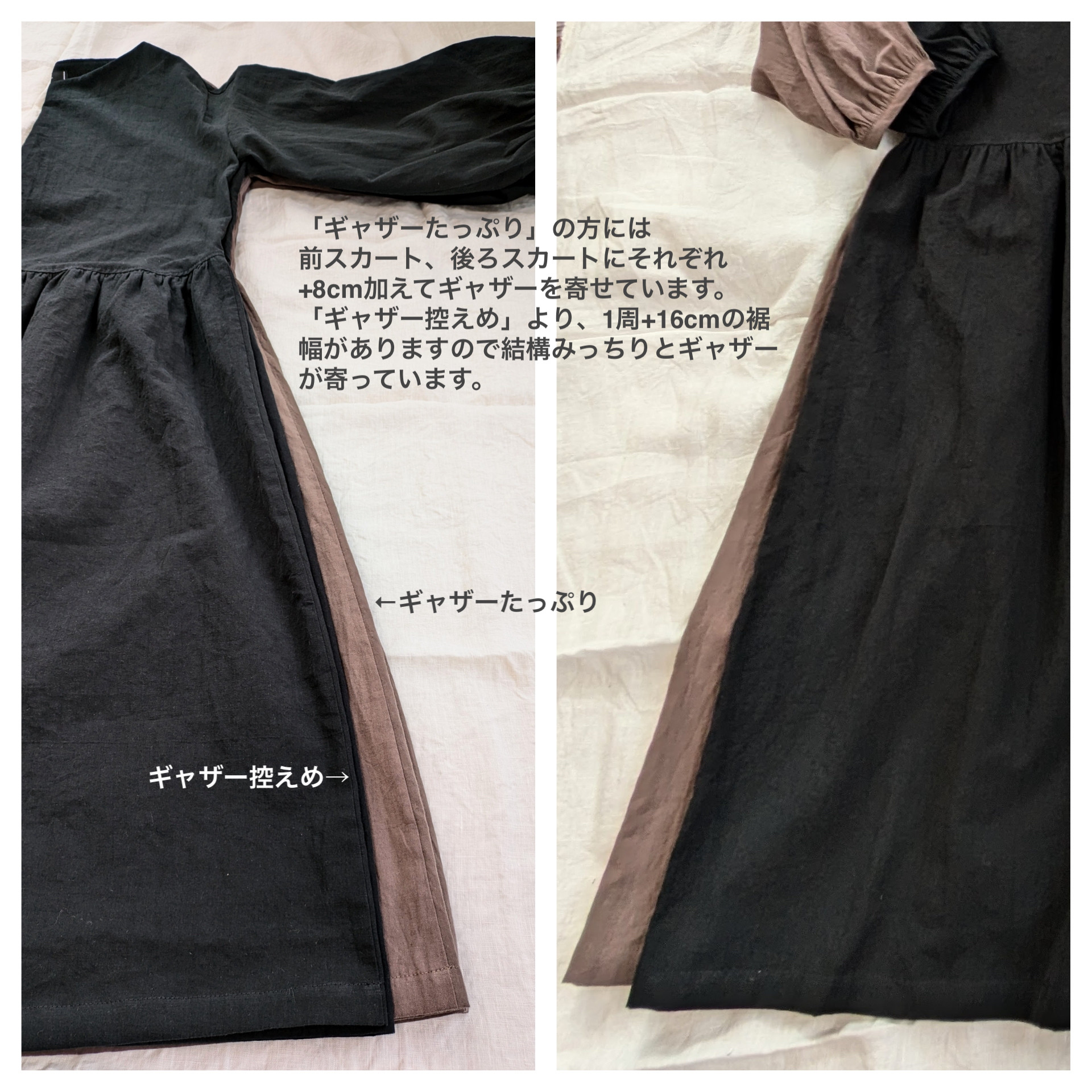 ☆受注制作☆バルーンスリーブワンピース＊ギャザー分量選べます＊綿麻/ブロード/グレイッシュラベンダー/スモーキーパープル