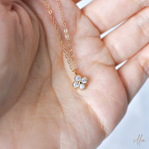 フラワー 花 四つ葉 クローバー ネックレス ゴールドフィルド フラワー 花 四つ葉 クローバー ネックレス ゴールドフィルド